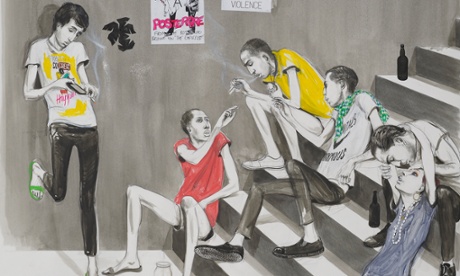 Charles Avery's Untitled (Youths Smoking on Steps, 2014 ).