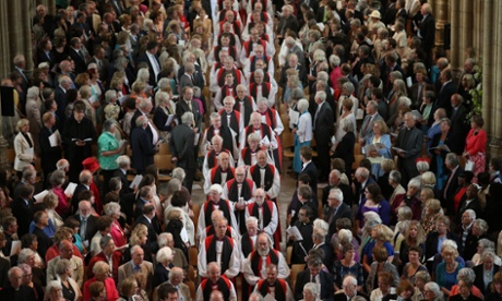 The procession of bishops at the start of the service.