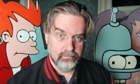 Matt Groening, creator of the Simpsons, with Fry and Bender, two of his characters from Futurama.