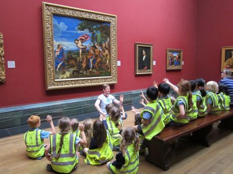 Children on a visit to the National Gallery, London.