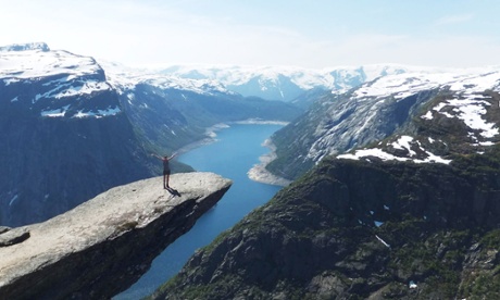 The famous rock ledge at Trolltunga.