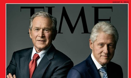 Bill Clinton and George Bush on the cover of Time magazine.