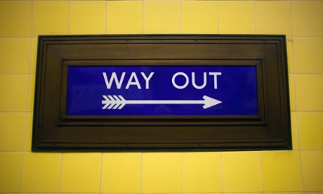 A 1930s Way Out sign in Southgate underground station, London