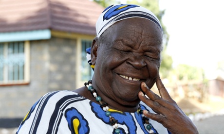Sarah Hussein Obama, step-grandmother to the US president, smiles at their homestead in the village of K’Ogelo.
