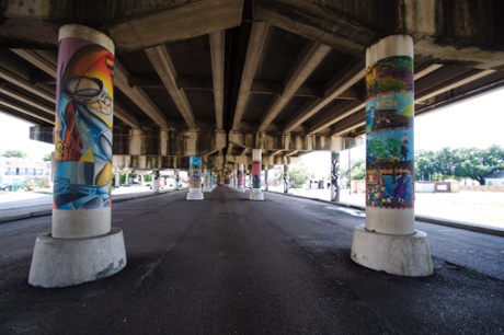 Tremé’s commercial corridor along Claiborne Avenue was bulldozed to make way for this bleak highway overpass in the 1960s.