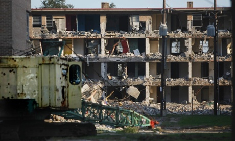 A partially demolished public housing development.