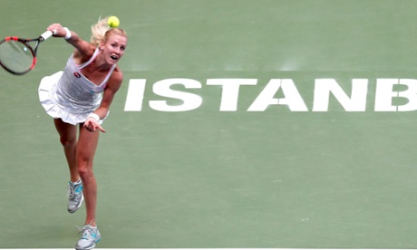 Urszula Radwanska of Poland en route to victory against Magdalena Rybarikova of Slovakia in the last four of the Istanbul Cup in Turkey.