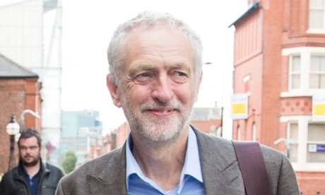 Jeremy Corbyn arriving for the Labour leadership hustings at Warrington's Pyramid Parr hall.
