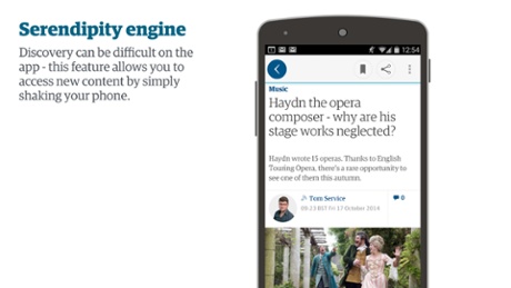An idea where shaking the device would give the user a new related - or serendipitous - article.