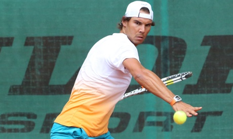 Rafael Nadal practises in Hamburg as he prepares for a testing return to action against fellow Spaniard Fernando Verdasco.