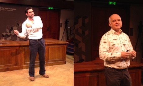 Nick Lane (left) and Matthew Cobb (right) at the Royal Institution