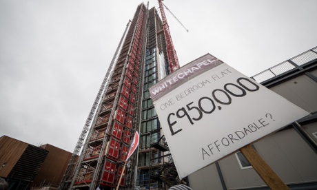 Placard questioning the lack of affordable housing in London.