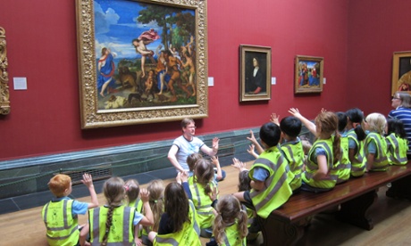 Children understand that this art is theirs … Richard with a party of schoolkids at the National Gallery.