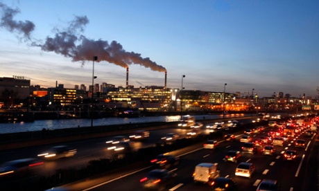 Water vapour billows from smokestacks at the incineration plant of Ivry-sur-Seine in the outskirts of Paris.