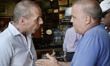 Yanis Varoufakis talks to a Greek citizen who disagrees with the country’s economic policy.