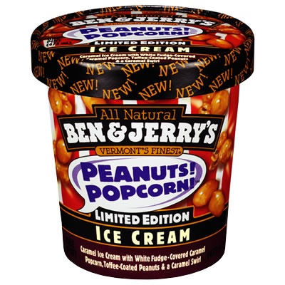 Ben & Jerry’s Peanuts! Popcorn! flavor was introduced in 2000 and discontinued the same year.