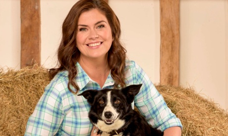 Amanda Lamb with a sheep dog in ITV's Flockstars.