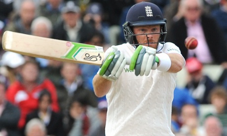 England s Ian Bell swats away a short ball.