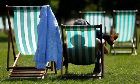 Visitors to Green Park, London, enjoy the sunshine. This weekend could see Britons basking in the sun on the hottest day of the year so far. 