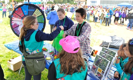 Girl scouts enjoy ceremony activities at the Girl Scouts of the USA and National Park Service Host a Girl Scout Bridging Ceremony