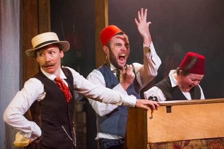 Steffi Mueller as Passepartout, along with Kieran Edwards and Carly Davis.