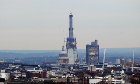 The protected view of St Paul's Cathedral as seen from Parliament Hill, while the Shard was still under construction.