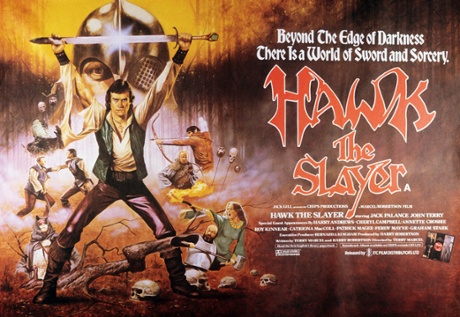 Sword and sorcery … the poster for Hawk the Slayer.