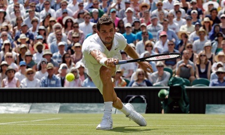 Grigor Dimitrov misses a return against Gasquet.