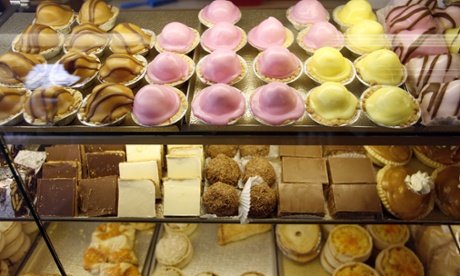 cakes in shop window