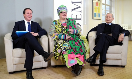 David Cameron, with the founder of Kids Company, Camila Batmanghelidjh and Labour's Frank Field.