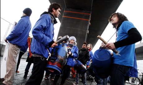 Environmental activists protesting at the Climate Summit in Copenhagen, Denmark, in 2009.