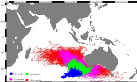 Modelling of possible drift of MH370 wreckage by Prof Charitha Pattiaratchi, University of Western Australia.