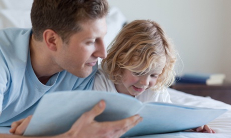 Father and son reading