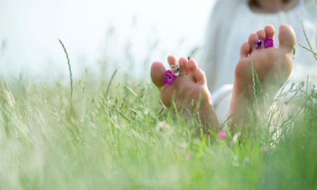 Bare feet on grass