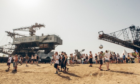 Giant industrial machinery creates a powerful backdrop for Melt! Festival at Ferropolis, Germany.