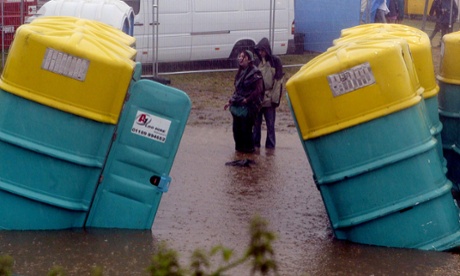 That sinking feeling … Glastonbury festival-goers face a challenge going to the toilet.