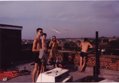 Geoff Dyer, far left, in Brixton in the 1980s.