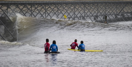 Surf Snowdonia's wave machine is able to generate a 2m high wave and accommodate up to 36 surfers.