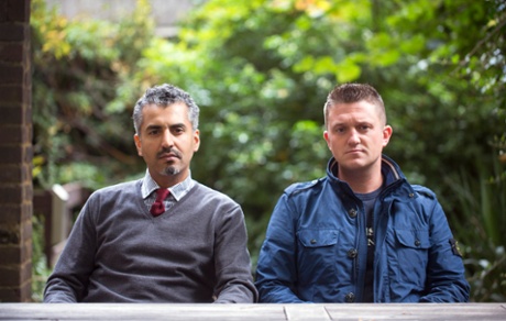 Maajid Nawaz with former English Defence League leader Tommy Robinson.