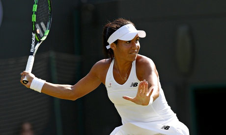 Heather Watson in action at Wimbledon, 2015. 