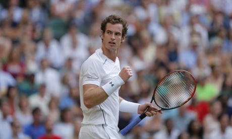 Andy Murray in dominant form as he celebrates a point against Andreas Seppi.