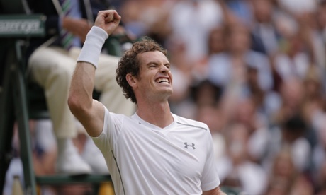 Murray celebrates his win in four sets against Andreas Seppi.