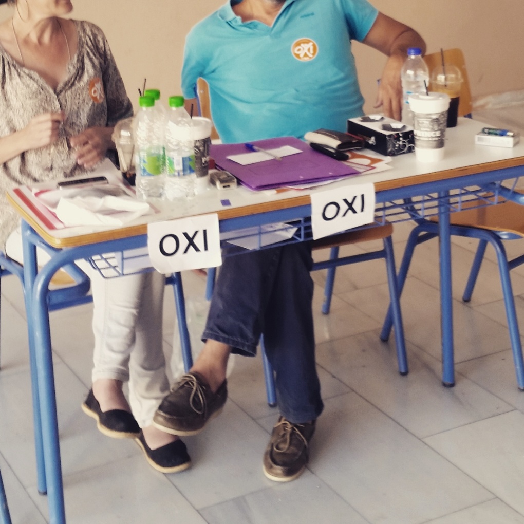 A polling station in Chalkida, Greece