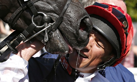 Frankie Dettori with Golden Horn in the Sandown winner's enclosure after they won the Coral-Eclipse