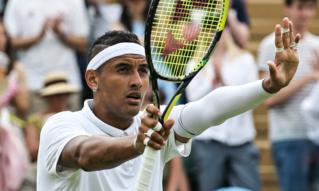 Australia's Nick Kyrgios during his third-round defeat of Canada's Milos Raonic at 2015 Wimbledon