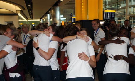 A few farewell hugs from the England team – but the Women's Super League is only days away