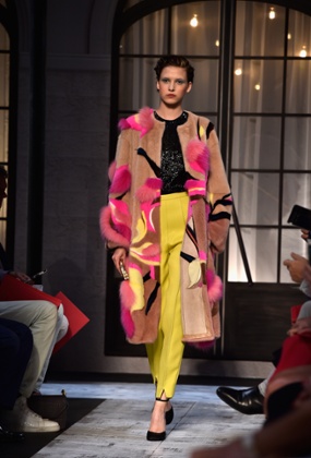 A model on the Schiaparelli catwalk at Paris Fashion Week Haute Couture AW15