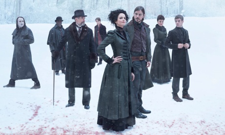 The Dreadful gang… Rory Kinnear as the creature, Danny Sapani as Sembeme, Timothy Dalton as Sir Malcolm, Reeve Carney as Dorian Gray, Eva Green as Vanessa Ives, Josh Hartnett as Ethan Chandler, Helen McCrory as Evelyn Poole and Harry Treadaway as Dr Victor Frankenstein.