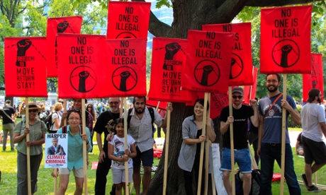Activists with immigration rights groups called for an opening of borders to people impacted by environmental damage and the economic trade and privatization agenda fuelling climate change. “The climate crisis has forced people to leave their homes in search for dignity and then face racism and exclusion if and when they arrive here in Canada. Climate justice must mean full immigration status for migrant workers and undocumented people,” said Tings Chak, an activist with No One Is Illegal.