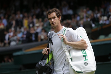 Andy Murray enters Centre Court for his fourth round match.